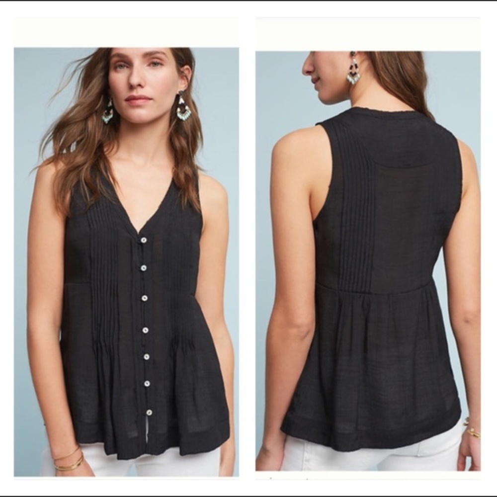 NWT Anthropologie Pintucked Sleeveless Blouse
